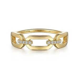 Gabriel & Co 14K Yellow Gold Diamond Link Chain Ring